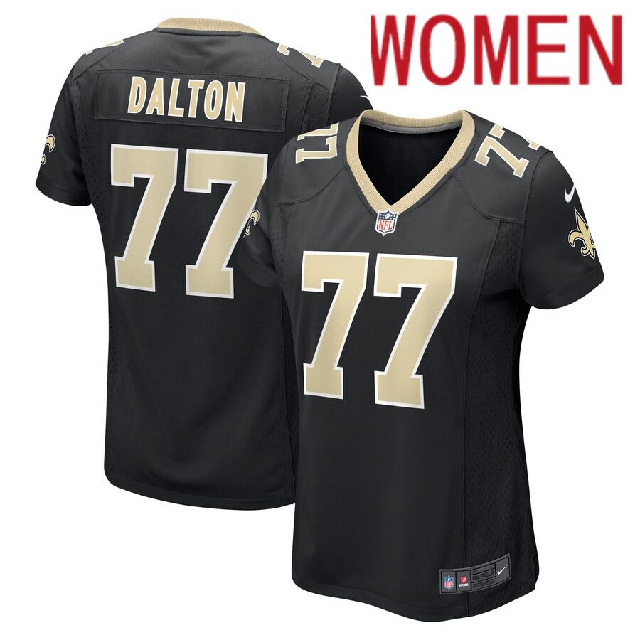 Women New Orleans Saints 77 Jalen Dalton Nike Black Game NFL Jersey